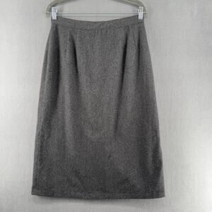 Radcliffe Wool Skirt Vtg 16 Gray Lined Midi Neutral Back Zipper Lined No Pockets